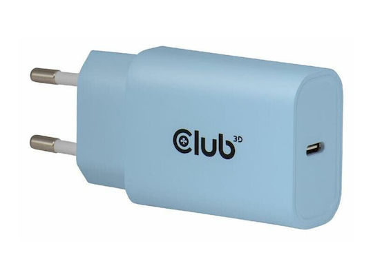 Club3D Charger Without Cable with USB-C Port 30W Power Delivery Blue (CAC-3022)