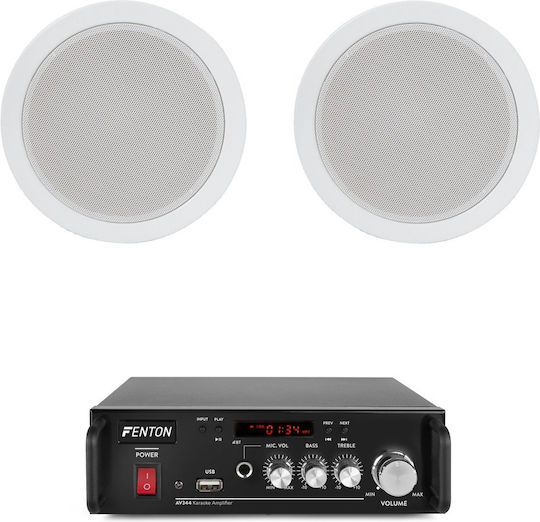 Mini Audio System 2 Ceiling Speakers Bluetooth Usb