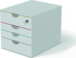 Durable Plastic Desktop Drawer 4 Positions Gray Varicolor