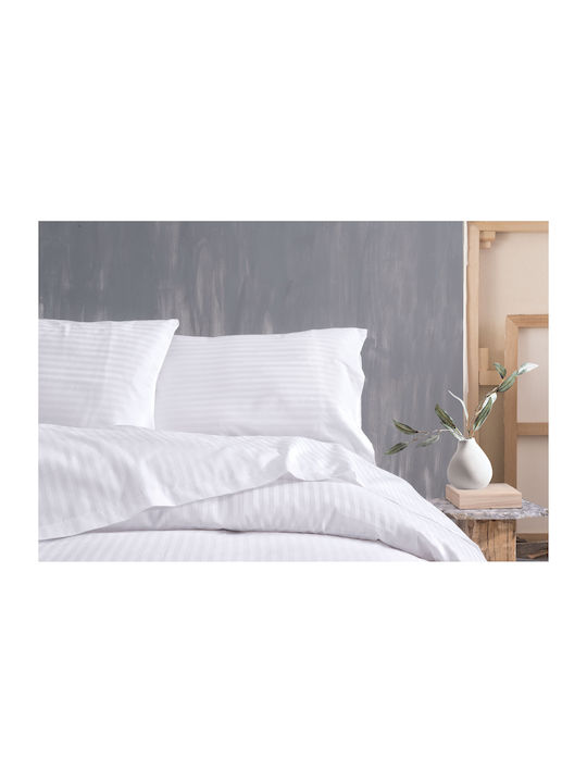 Rythmos Satin Stripes Σεντόνι King Size 280x300εκ. Λευκό