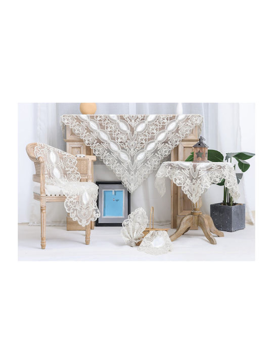 Liolios Home Ράνερ με Κέντημα Ivory 40x150εκ.