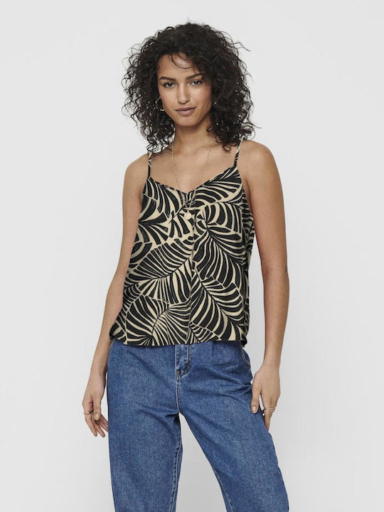 Only Leaves Damen Bluse Ärmellos Beige