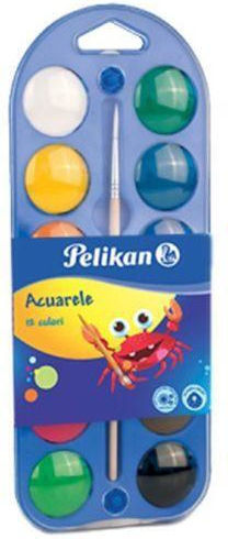 Pelikan 2 In 1 Tablet Watercolors Set 12 + Brush + Painting Palette