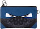 Double Zippered Pencil Case Textile Mask Zipit Face-it Bandit Blue