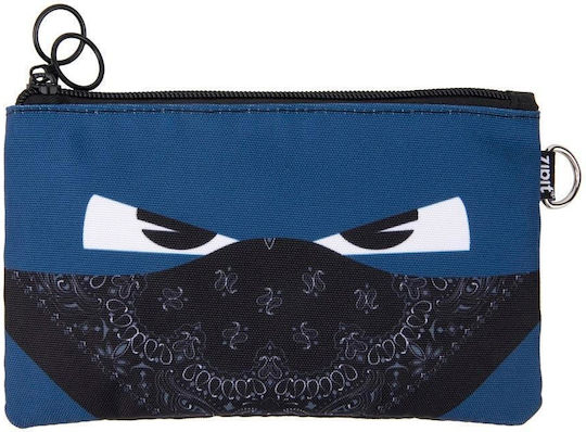 Double Zippered Pencil Case Textile Mask Zipit Face-it Bandit Blue