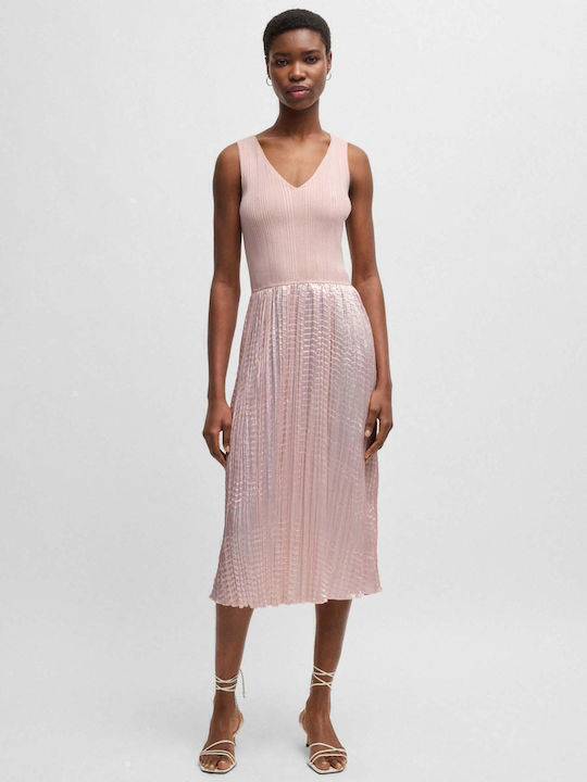 Fernani Summer Midi Evening Dress Pink