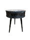 Rundes Beistelltisch Holz Schwarz Marmor M51xL51xH58cm