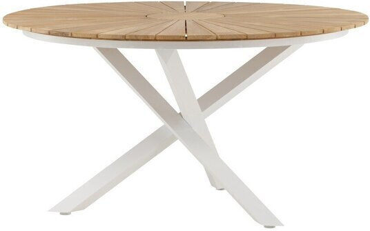 Outdoor Table Teak with Metal Frame White 140x140x75cm