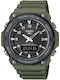 Casio Digital Men's Watch Chronograph Solar with Green Rubber Strap