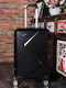Kourk Medium Hard Travel Suitcase Black with 4 Wheels Height 65cm