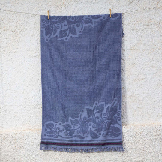 White Fabric Beach Towel Cotton Purple 80x150cm.