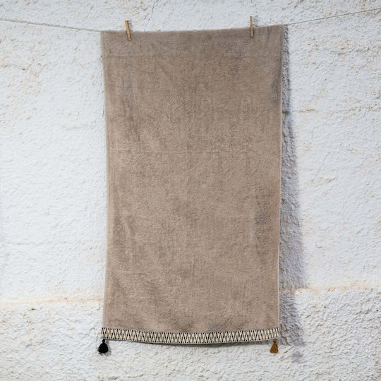 White Fabric Πετσέτα Θαλάσσης Βαμβακερή Μπεζ 80x160εκ.
