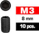 Ultimate Racing M3x8mm Set Screws 10 Pcs