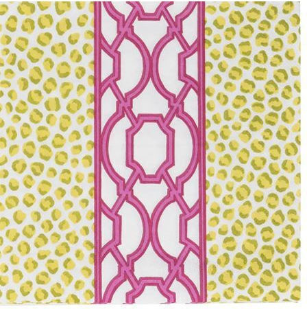 Xαρτοπετσέτες Luncheon Knots Spots Green Fuchsia 16.5x16.5cm Caspari 20 Tεμάχια