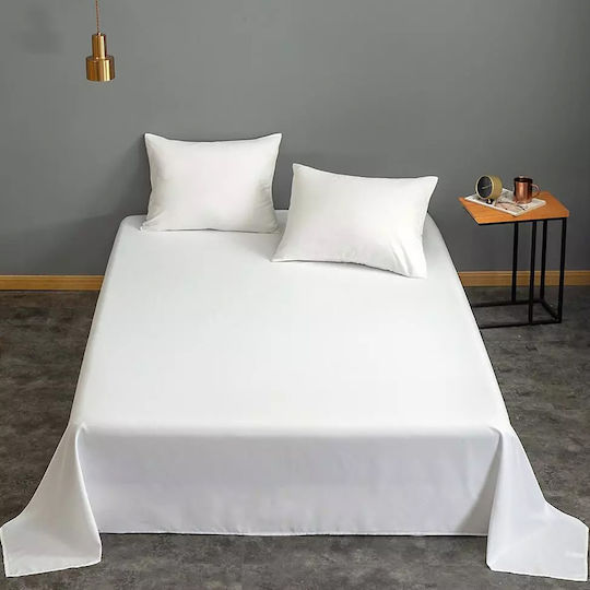 Kotonia Home Hotel Bettlaken 100% Baumwolle Percale Weiß 220x240 Cm