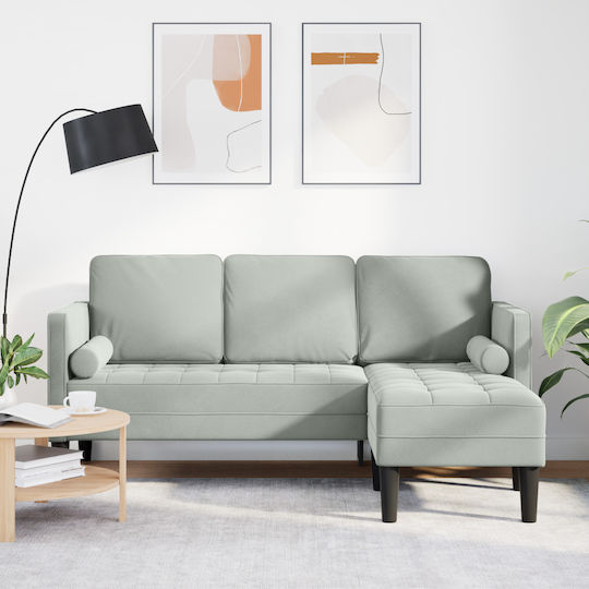 Ecksofa Hellgrau mit Dekokissen 173x131x67cm