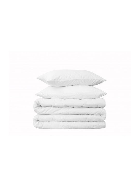 Kotonia Home Set Pilotă Dublu cu Umplutură Microfiber 200x220cm Alb 3buc 150 g/mp²Gsm