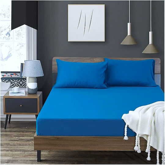 Kotonia Home Протектор за матрак Кинг Сайз Син 180x200+20бр