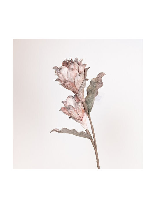 Flower Branch Foam Protea Beige-Red 26x100cm Pack of 2 Pieces