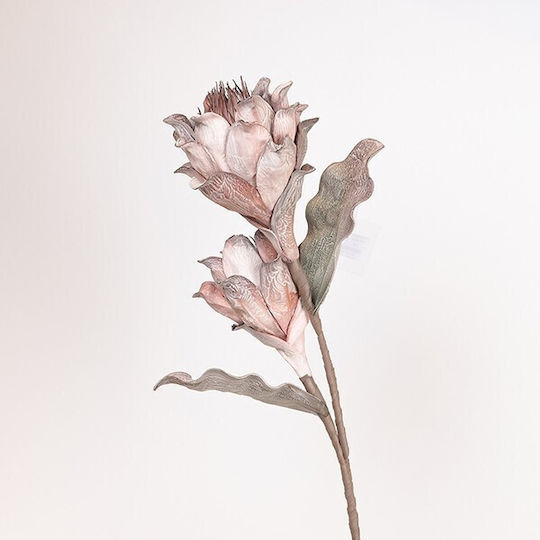 Kunstblume Zweig Foam Protea Beige-Rot 26x100cm Verpackung 2 Stücke