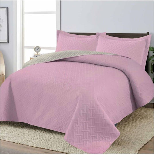 Κουβερλί Σετ Υπέρδιπλο Σάπιο Μήλο/μπεζ 220x240cm 3τμχ