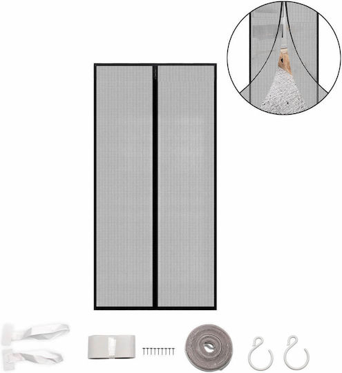 Haustierfreundliches Moskitonetz Tür mit Klebeband mit Magnetverschluss aus Polyester Grau 100x210cm
