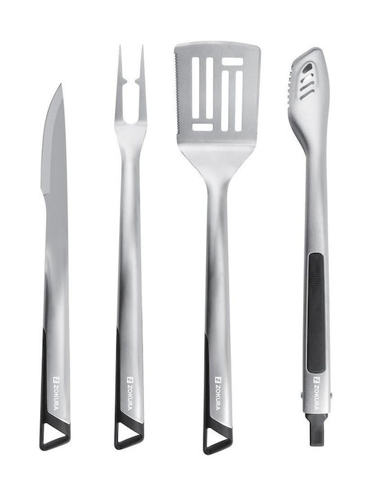 Set 4 Ustensile pentru Grătar Geantă de Depozitare Inox Zokura
