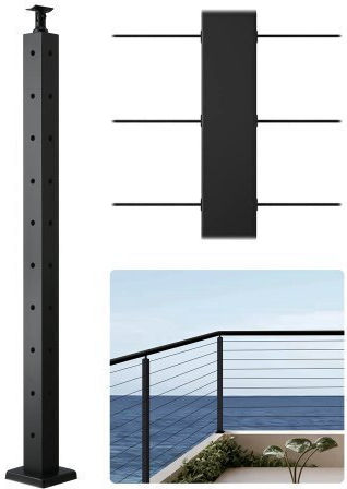 Vevro Cable Railing Post 36x2x2 Inch L-shaped Holes 1jzlgzxhs914zpbny001v0