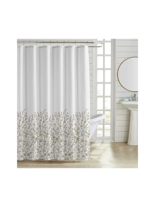 Ankor Flowers Shower Curtain 180x200cm Earthy Tones