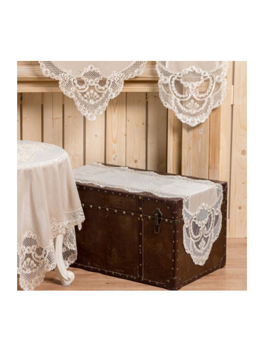 Liolios Home Runner with Lace Pls-tb022 Coffee 40x160cm
