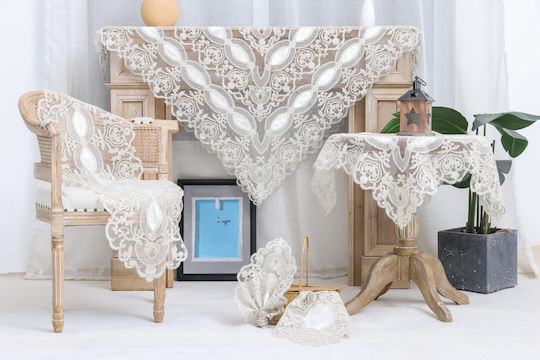 Liolios Home Τραπεζομάντηλο Λινό με Κέντημα Ivory 150x220εκ.