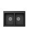 Unixton Drop-In Kitchen Sink Made of Liquid Granite M78xP50cm Charcoal