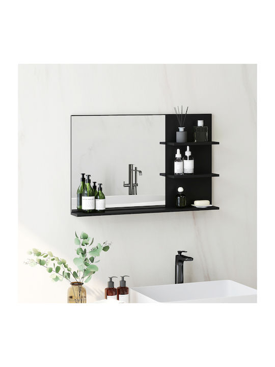 Kleankin Badezimmerspiegel aus MDF mit Regal 75x48cm Schwarz