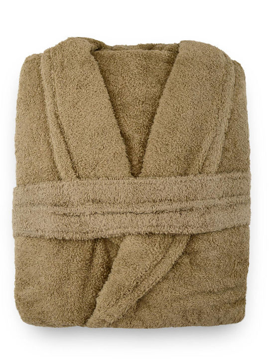 Lin De Luxe Bademantel mit Kragen in Beige Farbe