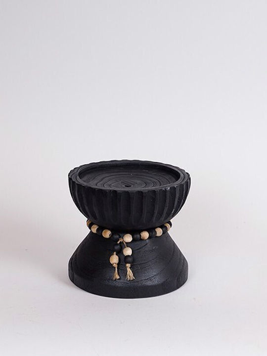 Candle Holder Wooden in Black Color 17x15x17cm 1pcs