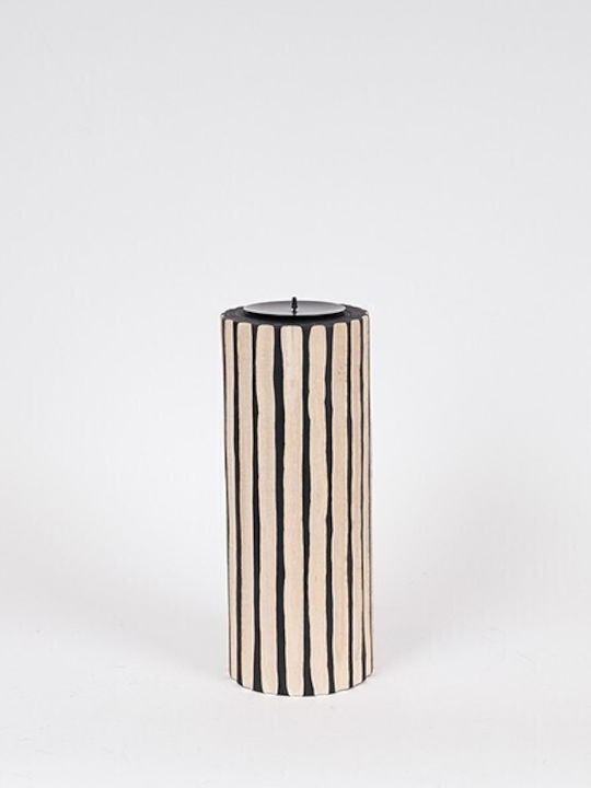 Natural Candle Holder Wooden in Black Color 12x34x12cm 1pcs