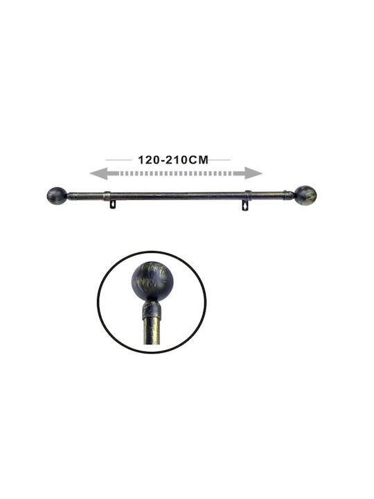 Tpster Metalic Galerie pentru perdele Simplu Φ16mm 120buc Negru