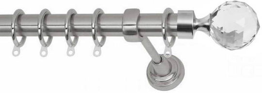 Metallic Curtain Pole Lumi Nickel Satin Double with Rod Φ25mm 160cm Silver
