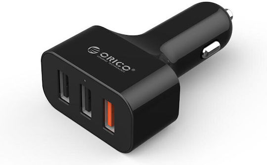 Orico Încărcător Auto 35W Cu Încărcare Rapidă Cu Porturi 3xUSB-A Culoare Neagră
