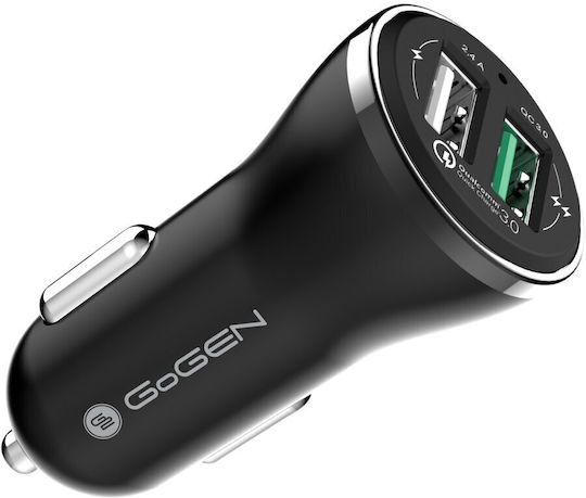 GoGEN Încărcător Auto Cu Mufă De Brichetă 18W 2.4A Încărcare Rapidă Cu Porturi 2xUSB-A Culoare Neagră