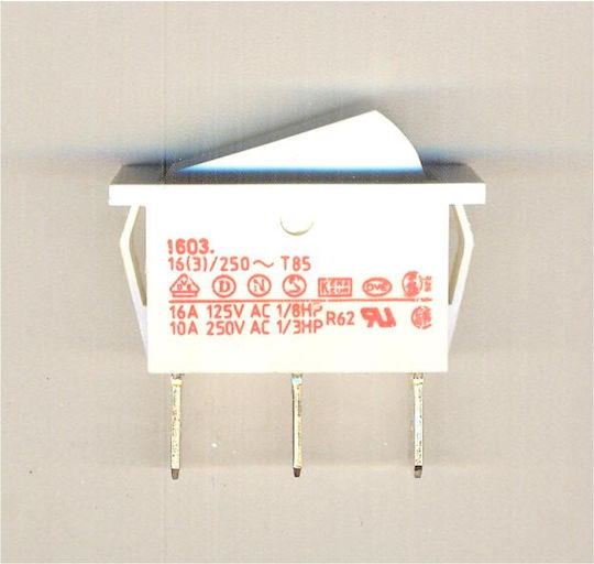 Rocker On-Off Switch – On-Off Single Pole SPDT 3 Pin 16 3 A/250VAC Opening 10.0x30.0mm 33x14x35mm Marquardt 1603-0101