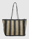 Verde Stroh Strandtasche Schwarz