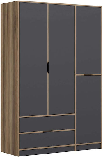 Dreifachtür Kleiderschrank Elina Oak-anthracite 140x52x208cm