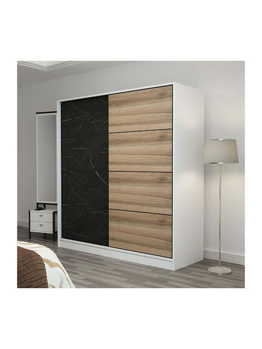 Doppeltür Kleiderschrank Kale Marble Effect Black-multi 180x60x210cm