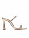 Mules mit Hoch Absatz in Gold Farbe