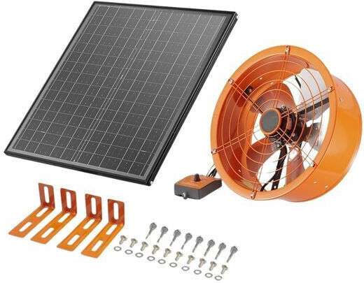 Ventilator Solar Pentru Mansardă Din Aluminiu Cu Termostat Reglabil Φ400 X 150 Mm Portocaliu 45 W