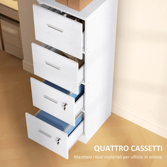 Kabinett Büro mit Schloss White 40x42x130.8cm