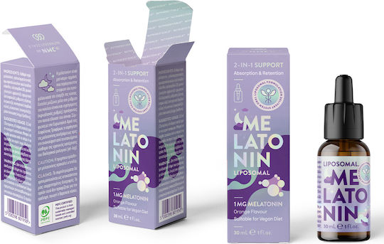JMN Liposomal Melatonin 1mg Supplement for Sleep 30ml Orange Flavor