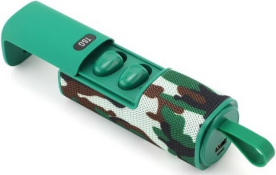 T&G TG807 Bluetooth Speaker 5W with Battery Life up to 10 hours Army Green