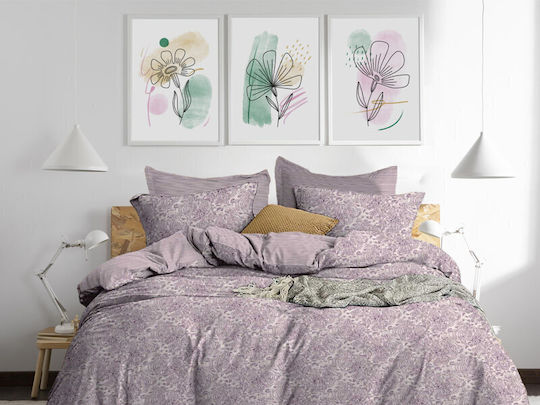 Sheet Sets Queen with Elastic 160x200+30cm. Purple 4pcs